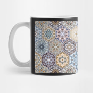 Hexagonal Oriental and ethnic motifs in patterns. Mug